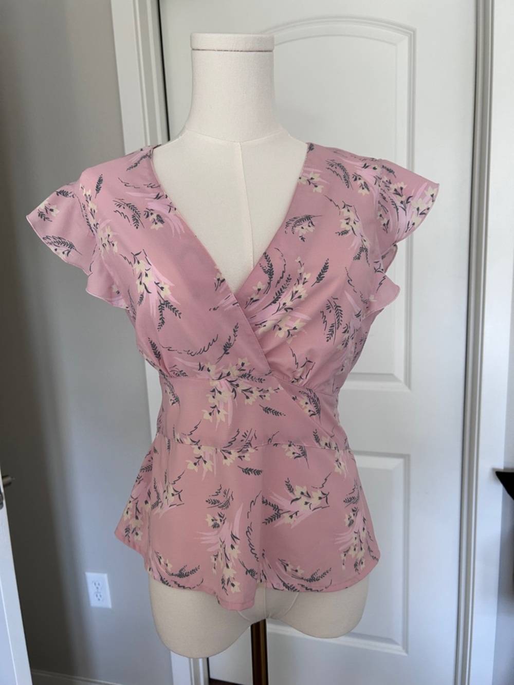Old Navy Pink Floral Wrap Blouse